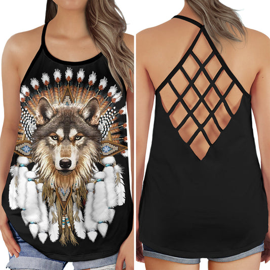 Wolf Basic Nature Hollow Tank Top For Yoga Workouts And Casual Wear