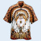 Bohemian Wolf American Feather Headdress Hawaiian Shirt Artwork View For Weekend Travel And Beach Style