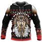 Native Red Black Wolf Headdress Hoodie For Heritage Events Weekend Outings And Comfortable Streetwear