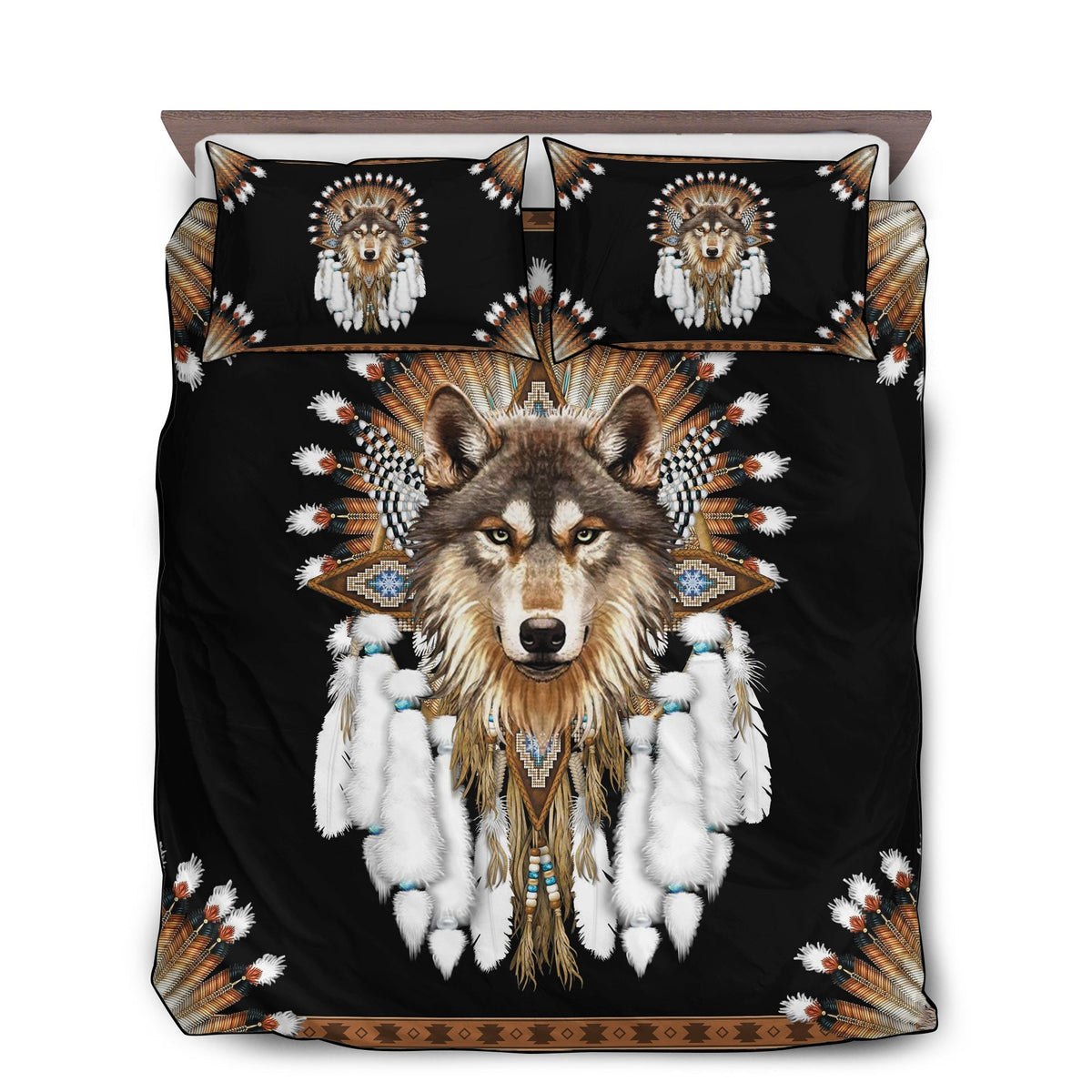 Native American Wolf Bedding Cover For Nature Bedroom Decor