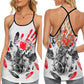 Tribal Wolf Symbol Wild Spirit Hollow Tank Top For Yoga Workouts And Festival Wear