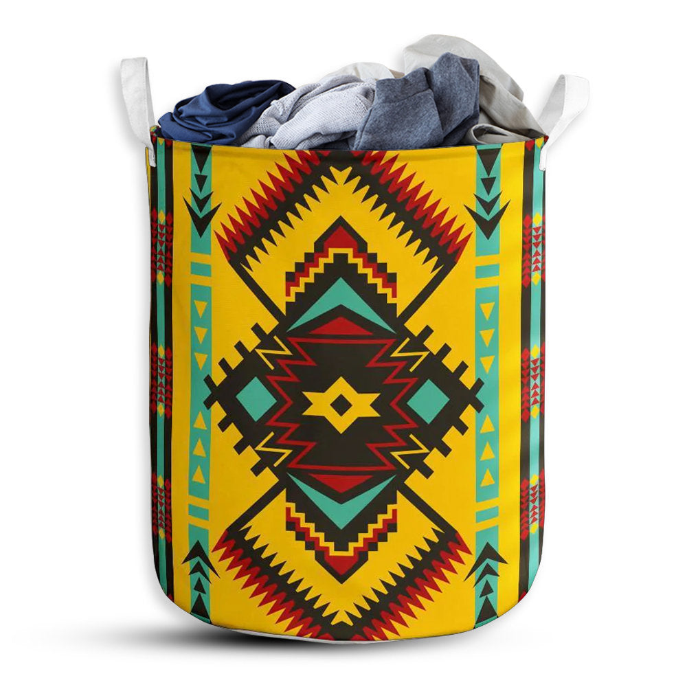 Small Size Native Americans Legend Life Yellow Style Laundry Basket For Bathroom Bedroom Storage