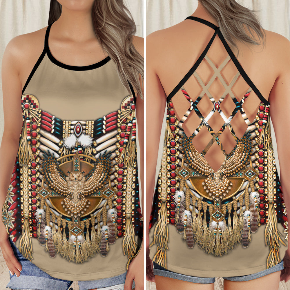 Peace Love Owls Boho Hollow Tank Top For Yoga Workouts And Festival Wear