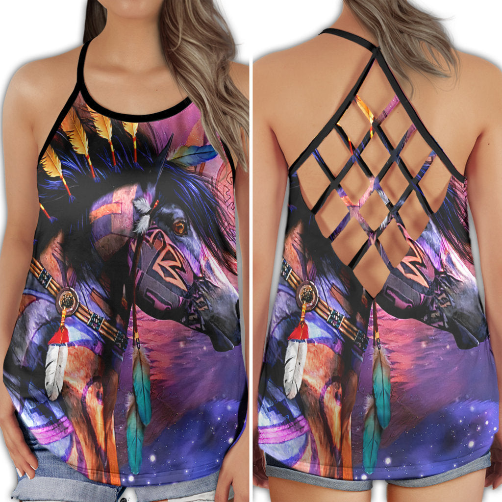 Peaceful Horse Spirit Nature Hollow Tank Top For Yoga Workouts And Festival Wear