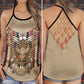 Native Peace Brown Pattern Hollow Tank Top For Yoga Workouts And Festival Wear