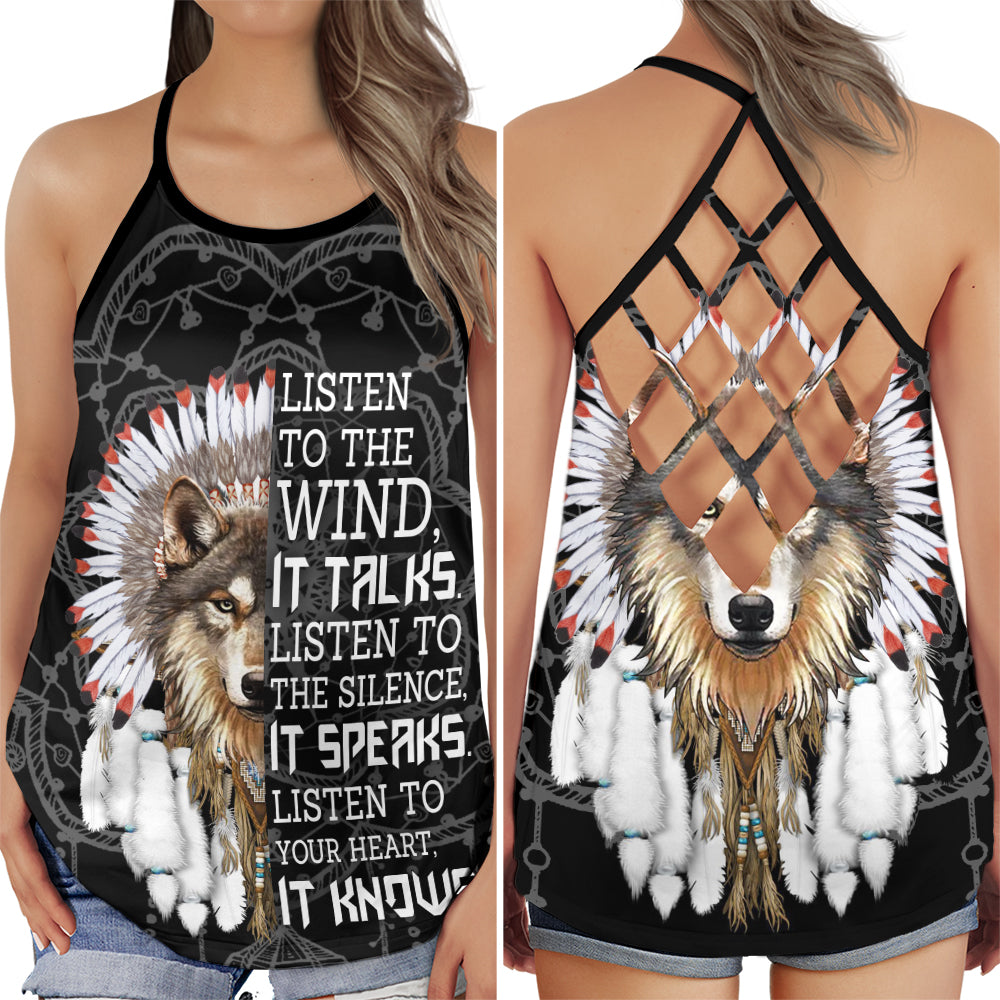 Peaceful Spirit Listen To The Wind Hollow Tank Top For Yoga Workouts And Festival Wear
