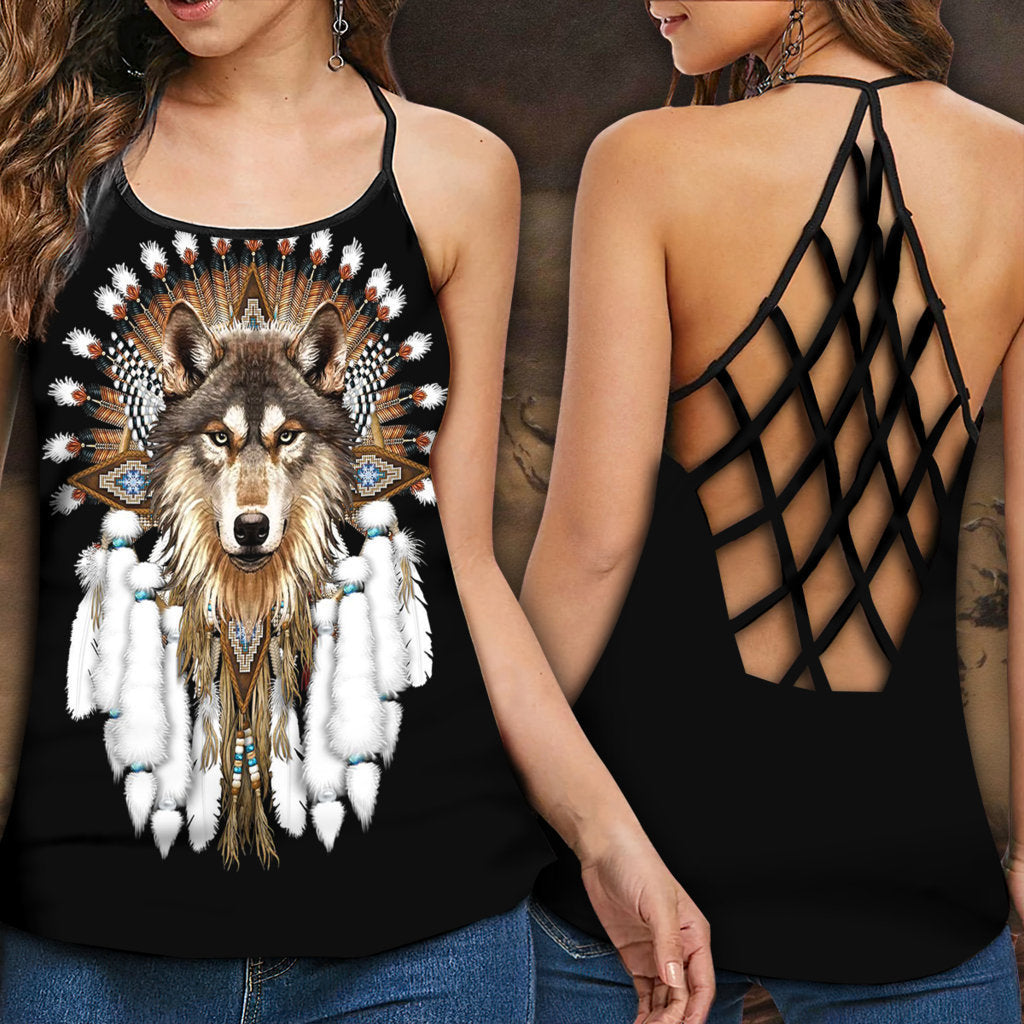 Wolf Black Basic Nature Hollow Tank Top For Yoga Workouts And Casual Wear
