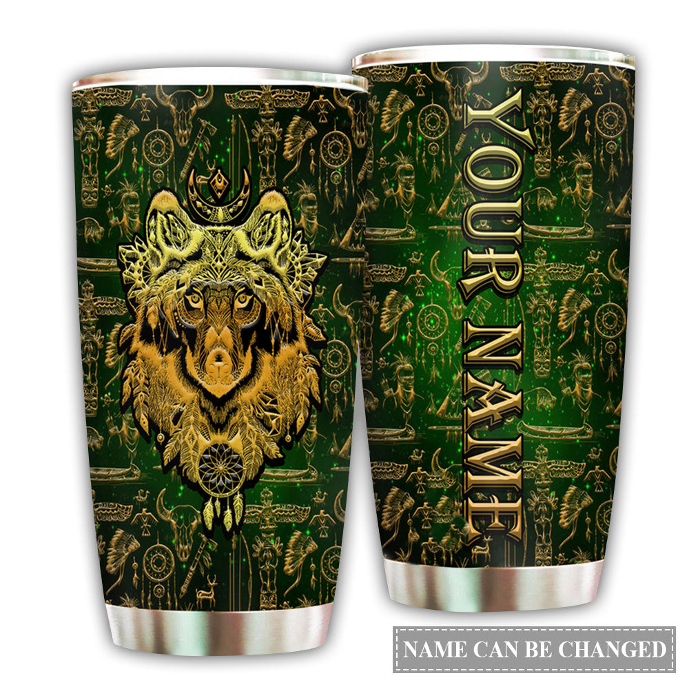 Native American Wolf Sign Personalized 20 Oz Tumbler For Coffee Travel And Daily Drinks