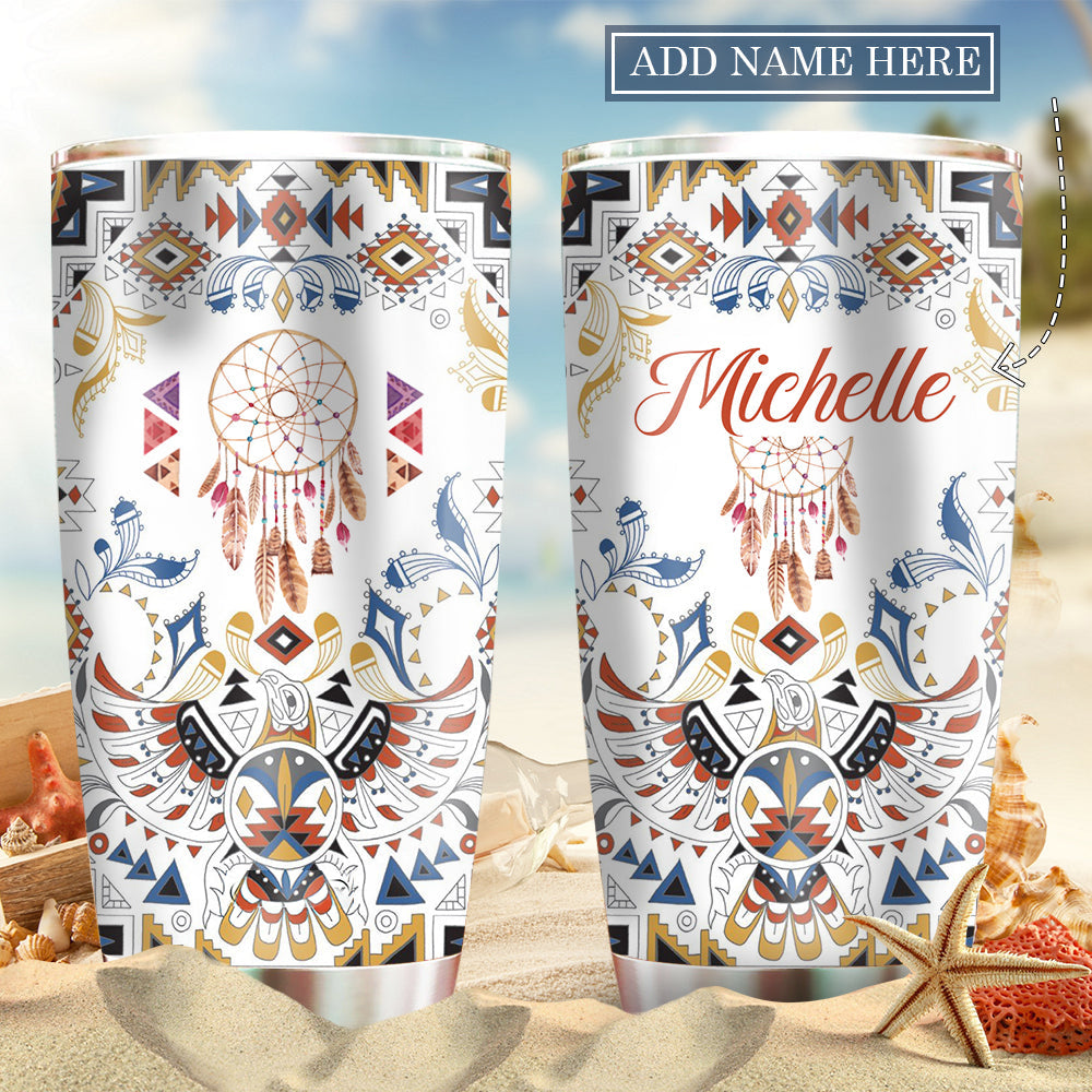 Native And Dreamcatcher Eagle With White Personalized 20 Oz Tumbler For Coffee Travel And Daily Drinks