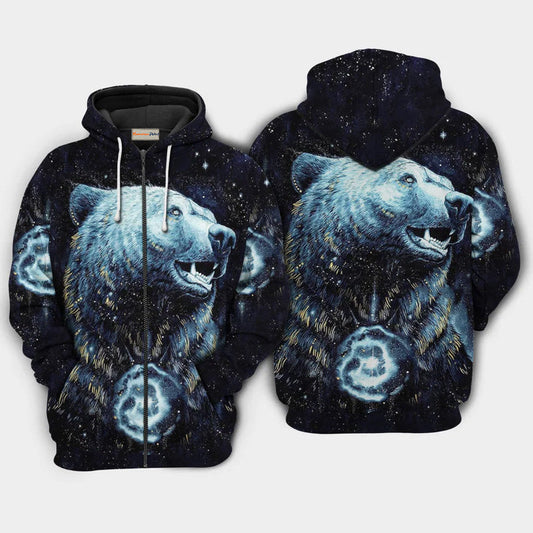 Native Bear Galaxy Hoodie For Heritage Inspired Streetwear Travel And Everyday Style