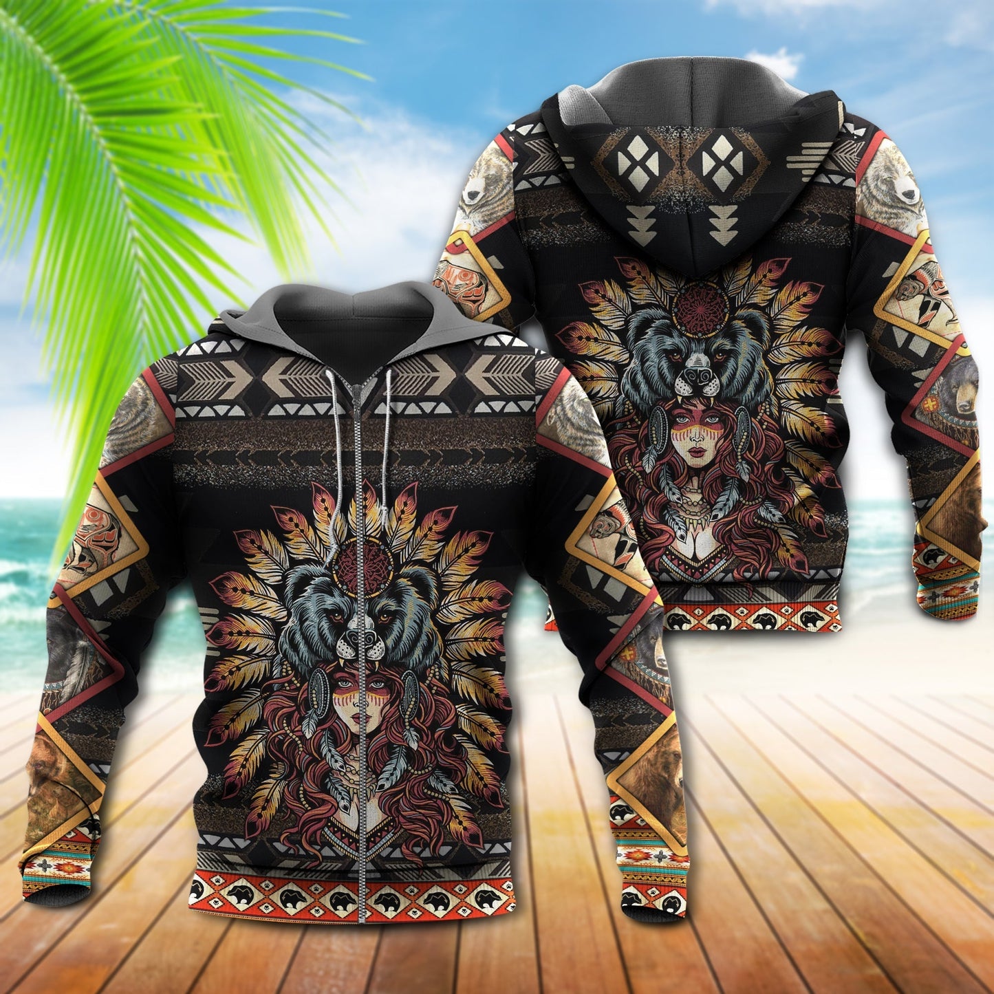 Native Bear Cultural Hoodie For Heritage Inspired Streetwear Travel And Everyday Style