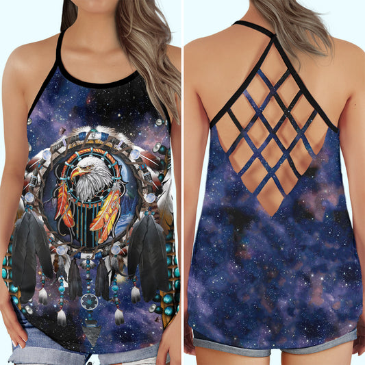 Dreamcatcher Eagle Spiritual Nature Hollow Tank Top For Yoga Workouts And Festival Wear