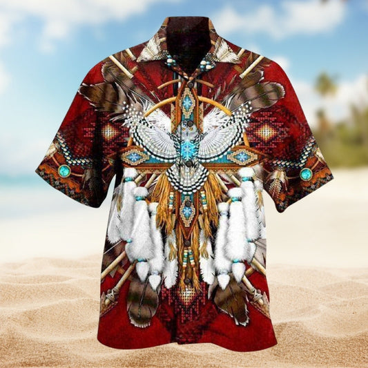 Native Dreamcatcher Sunset Hawaiian Shirt For Coastal Travel, Casual Events, And Comfortable Summer Wear