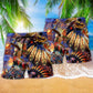 Native Eagle All My Heart Hawaiian Print Beach Shorts For Independence Day Vacation Wear