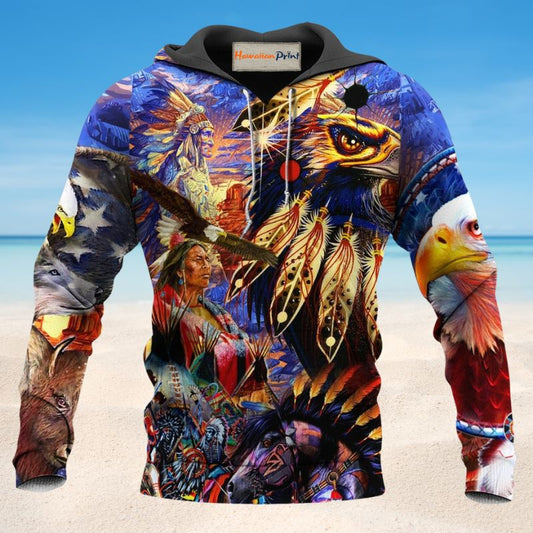 Native Eagle Heart Colors Hoodie For Traditional Artwork Lovers Travel And Relaxed Daily Outfits