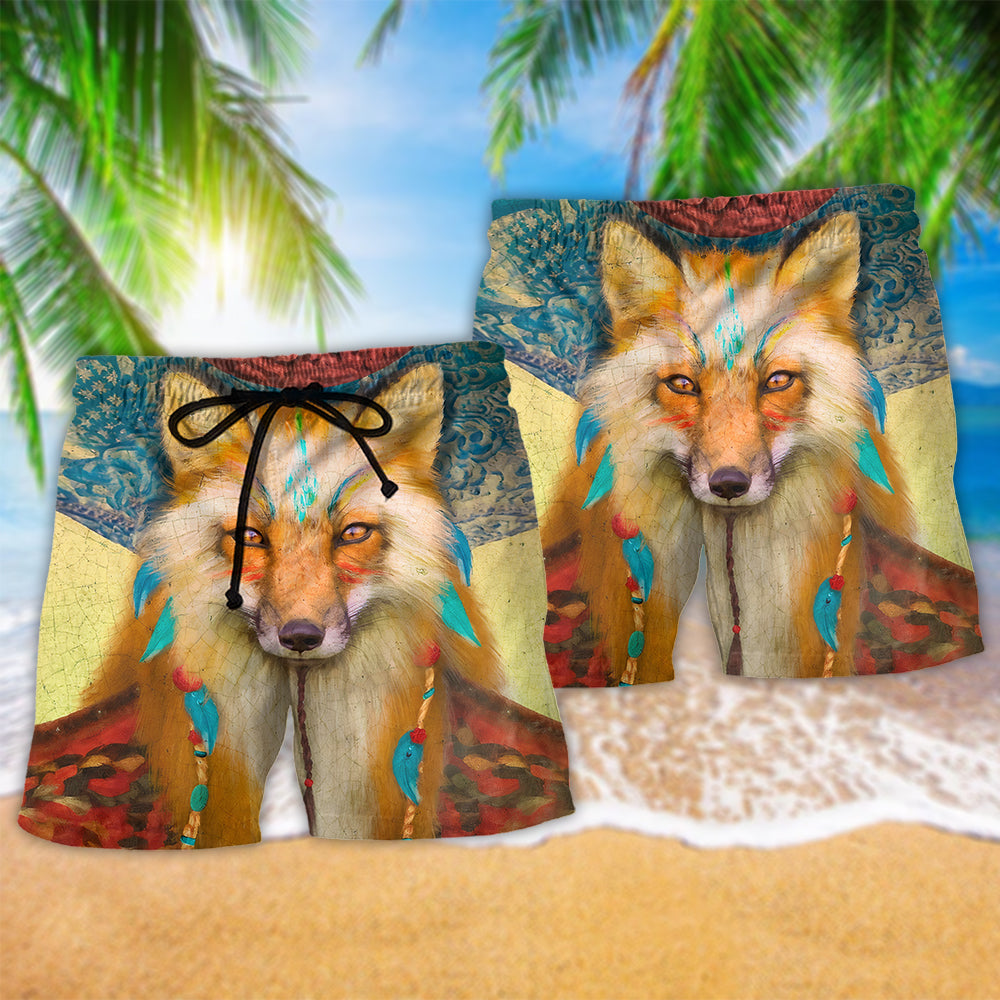 Native Fox Love Peace Nature Beach Shorts For Tropical Getaways And Weekend Adventures