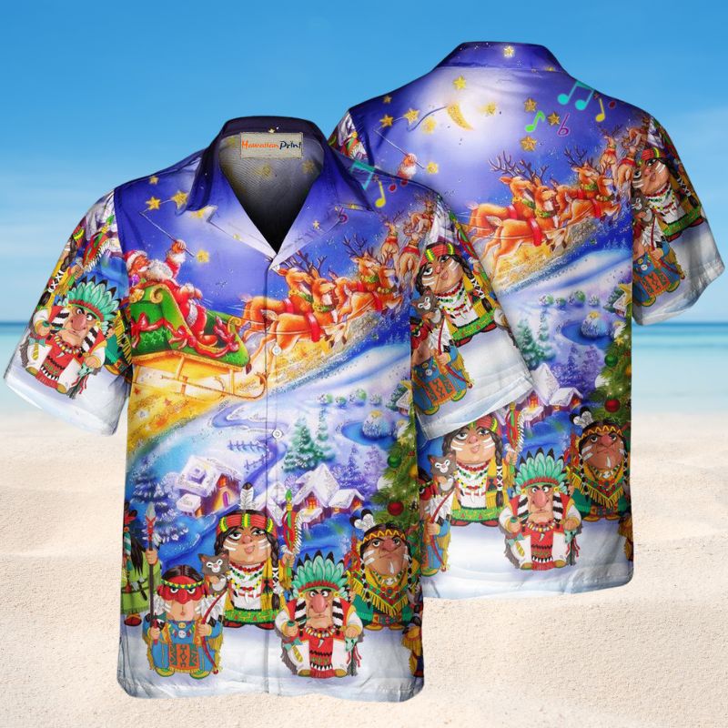 Funny Native Christmas Hawaiian Shirt For Coastal Travel, Casual Events, And Comfortable Summer Wear