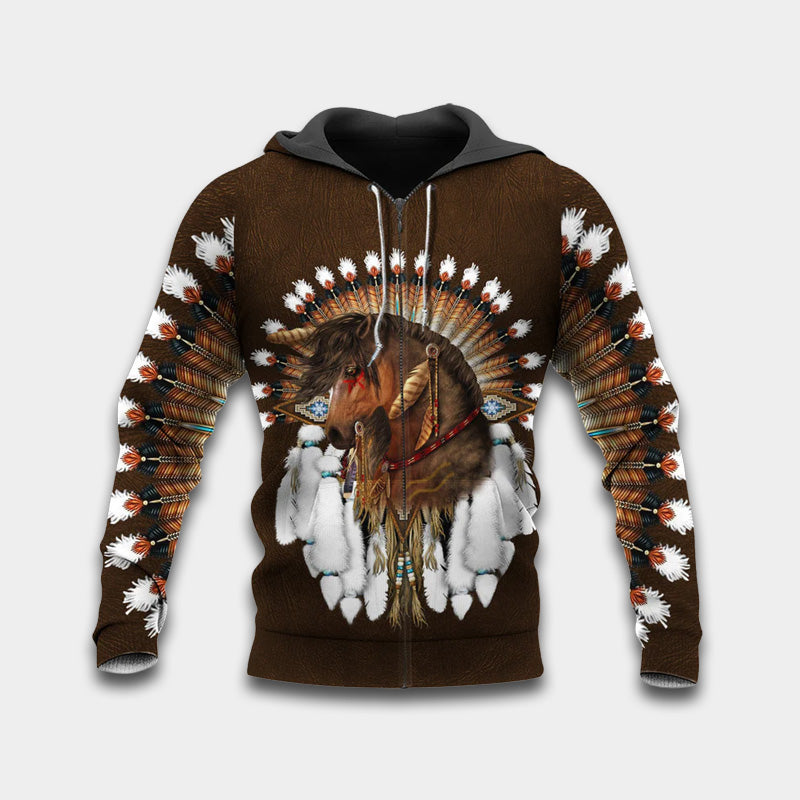 Native Horse Dreamcatcher Hoodie For Western Events Outdoor Activities And Everyday Styling