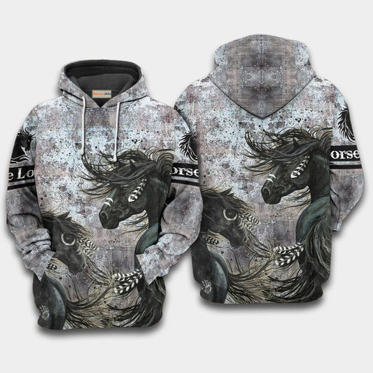 Native Horse Painting Hoodie For Country Outings Travel Days And Relaxed Streetwear