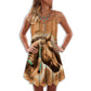 Native Horse Leather Color V-Neck Sleeveless Cami Dress For Travel And Comfortable Summer Styling