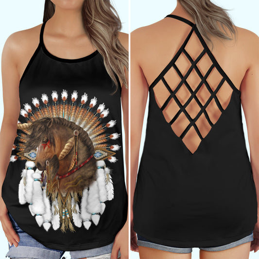 Horse Dream Black Hollow Tank Top For Yoga Workouts And Casual Wear