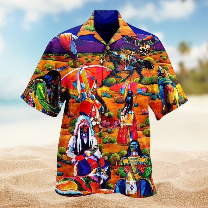 Traditional Heritage Portrait Red Hawaiian Shirt For Beach Days, Summer Outings, And Thoughtful Gift Giving