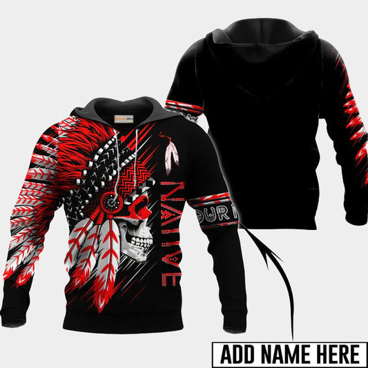 Native Inspired Skull Personalized Hoodie For Gothic Streetwear Night Events And Bold Everyday Style