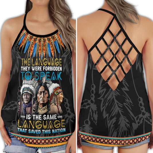 Native Language Saved Culture Heritage Pride Hollow Tank Top For Community Events And Positive Support