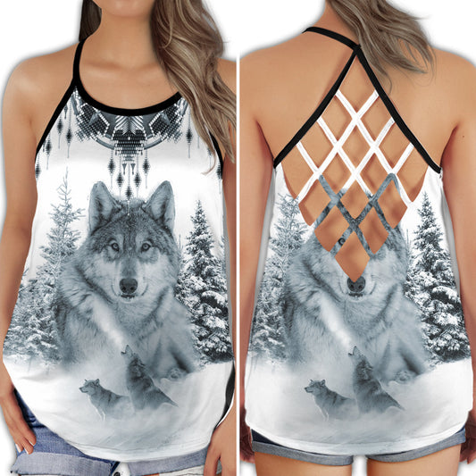 Wolf Forest Life Wild Spirit Hollow Tank Top For Yoga Workouts And Festival Wear