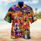 Viking Nordic Black Red Hawaiian Shirt Collar And Front View For Warm Weather Events
