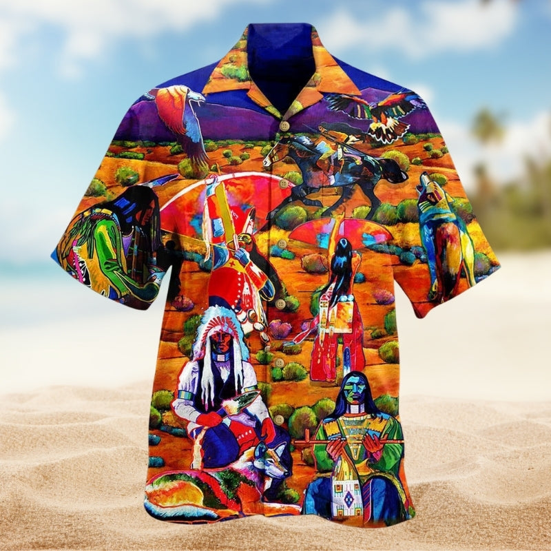 Viking Nordic Black Red Hawaiian Shirt Collar And Front View For Warm Weather Events