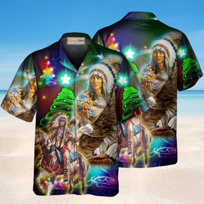 Native Christmas Hawaiian Shirt For Festive Events, Island Vacations, And Comfortable Casual Outfits