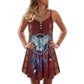 Native Owls Dreamcatcher V-Neck Sleeveless Cami Dress For Outdoor Events And Comfortable Summer Outfits