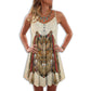 Native Owls V-Neck Sleeveless Cami Dress For Weekend Travel And Expressive Casual Fashion
