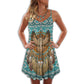 Native Owls Blue V-Neck Sleeveless Cami Dress For Festivals And Relaxed Warm Weather Style
