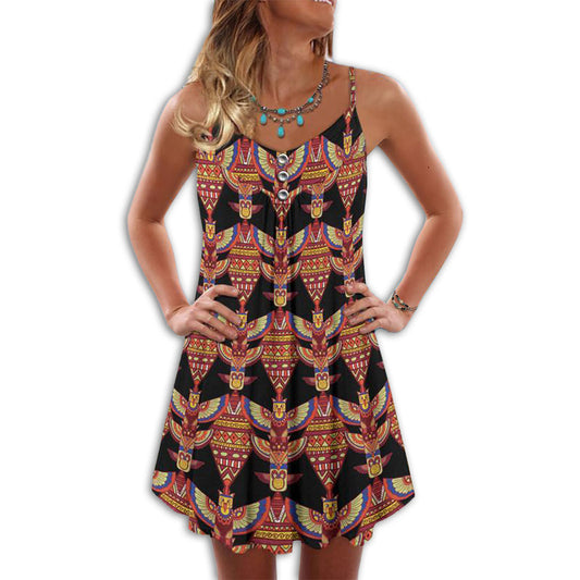 Native Summer Vibes Pattern – Women's Summer Sleeveless V-Neck Camisole Dress