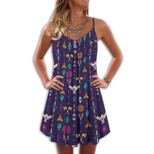 Native Purple V-Neck Sleeveless Cami Dress For Parties And Relaxed Everyday Styling