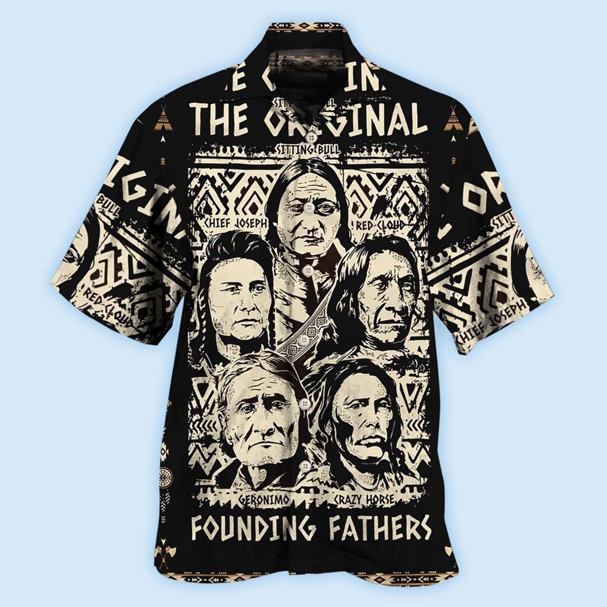 Heritage Peaceful Founding Fathers Hawaiian Shirt Pattern Detail For Vacation Travel And Daily Wear