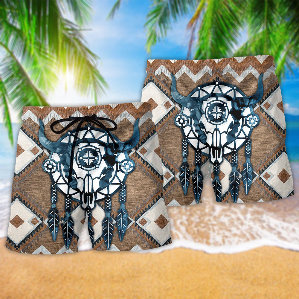 Native Style Skull Dreamcatcher Peace Beach Shorts Artwork View For Seaside Trips And Casual Style