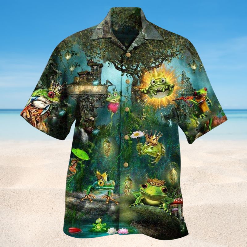 Kiss A Frog Hawaiian Shirt For Coastal Adventures Outdoor Gatherings And Casual Warm Weather Wear