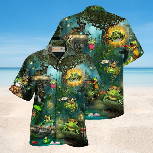 Kiss A Frog Hawaiian Shirt For Coastal Adventures Outdoor Gatherings And Casual Warm Weather Wear