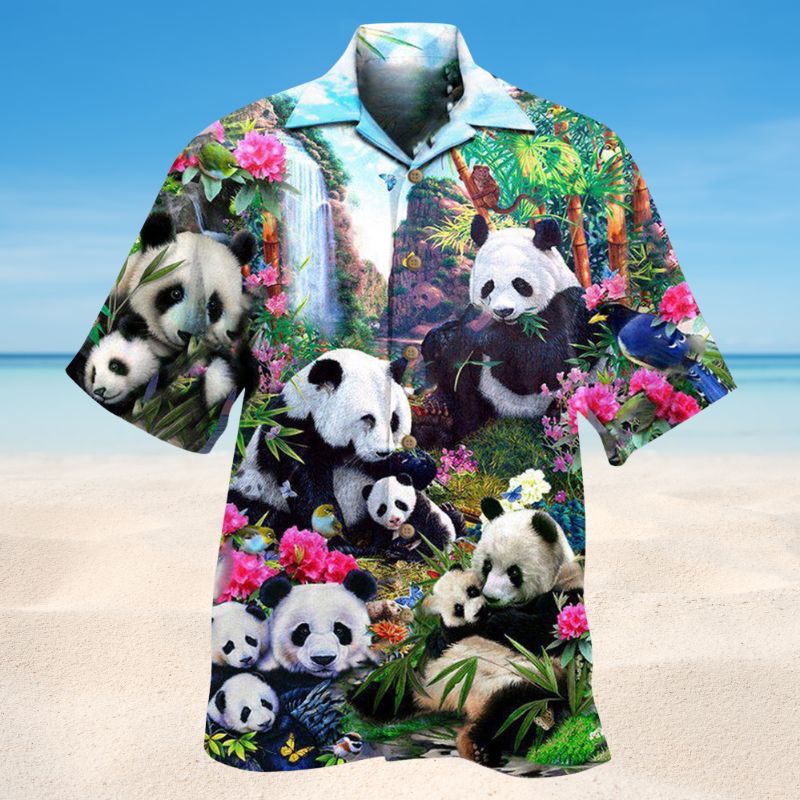 Panda Hug Hawaiian Shirt For Coastal Adventures Outdoor Gatherings And Casual Warm Weather Wear