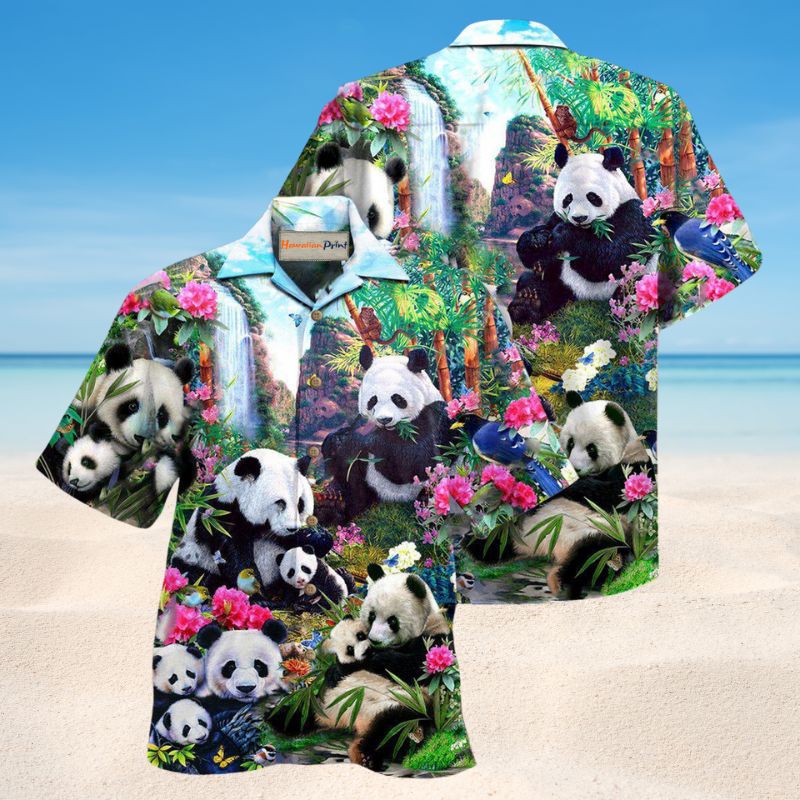 Panda Hug Hawaiian Shirt For Coastal Adventures Outdoor Gatherings And Casual Warm Weather Wear