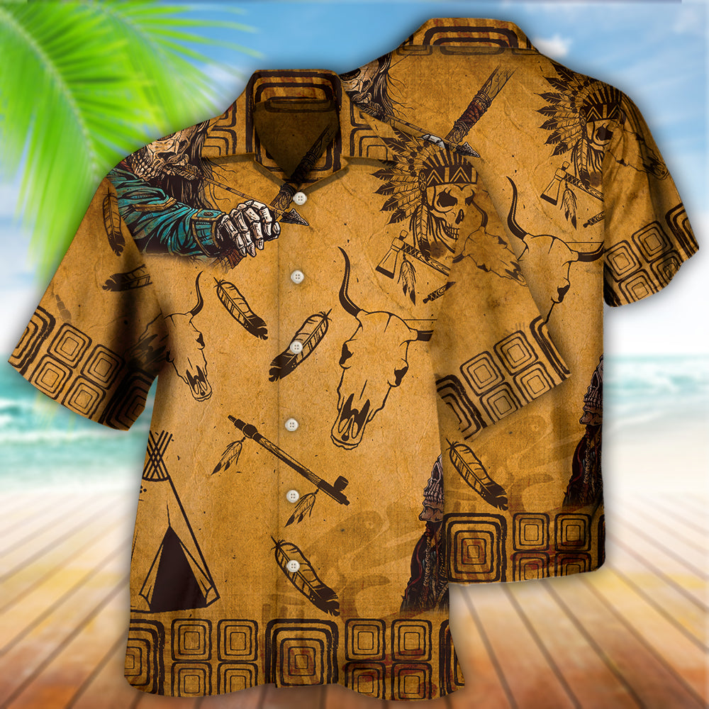 Bohemian Vintage Skull War Hawaiian Shirt For Summer Events And Casual Outdoor Wear