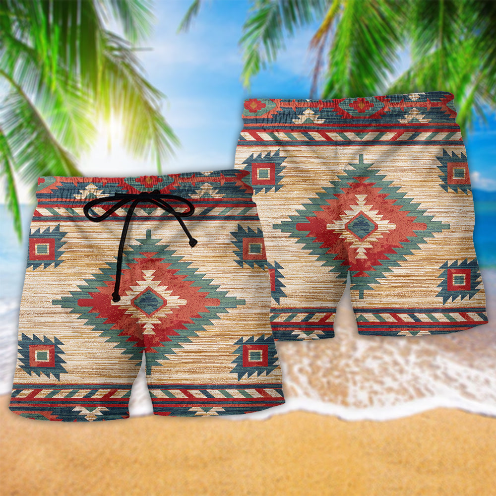 Southwestern Peace Minimal Beach Shorts Pattern Detail For Weekend Travel And Comfortable Daily Wear