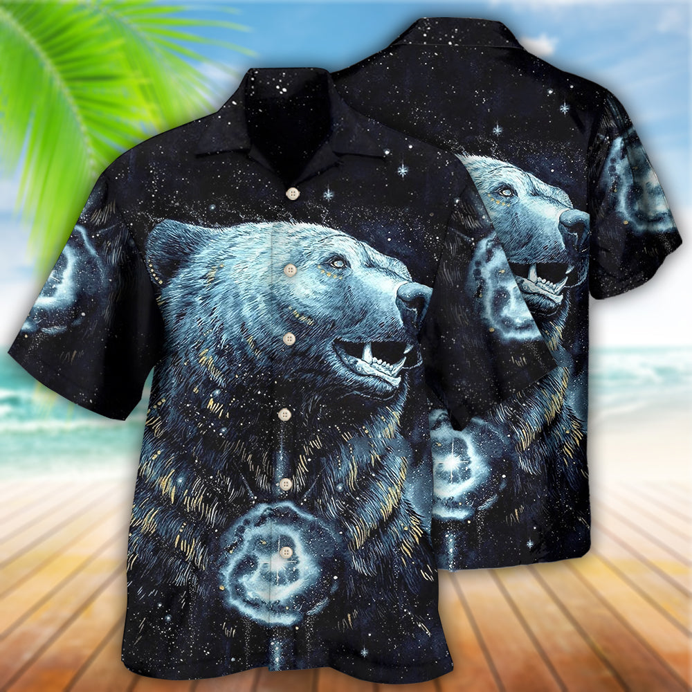 Bohemian Bear Peace Hawaiian Shirt For Vacation Days And Relaxed Coastal Outings