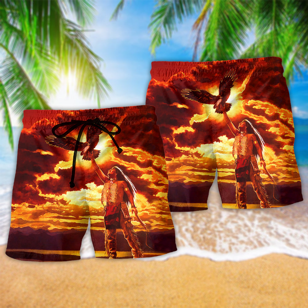 Peace Sunset Heritage Beach Shorts Pattern Detail For Coastal Travel And Relaxed Casual Wear
