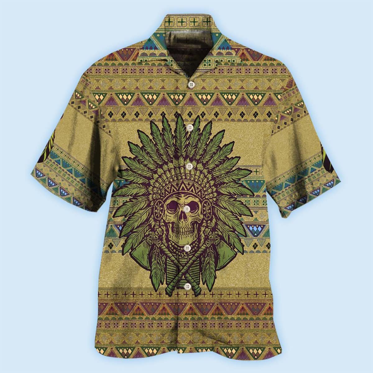 Bohemian Skull Peace Hawaiian Shirt Artwork View For Coastal Escapes And Resort Style