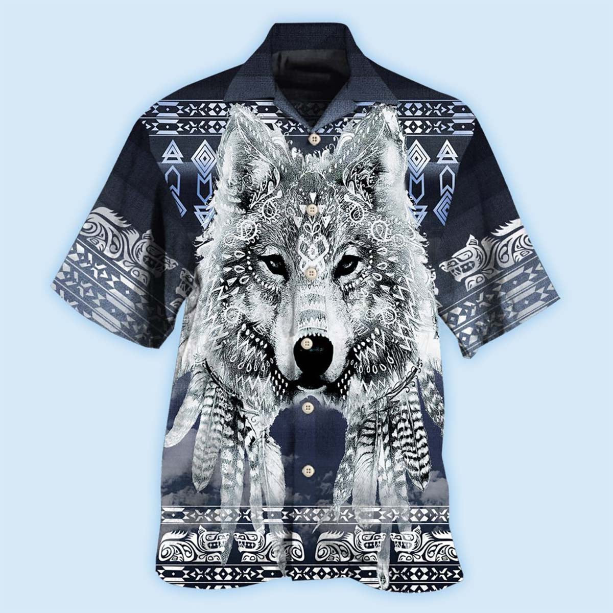 Bohemian Wolf Peace Hawaiian Shirt For Poolside Relaxation And Sunny Getaways
