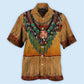 Bohemian Brown Peace Hawaiian Shirt Pattern View For Lightweight Everyday Style